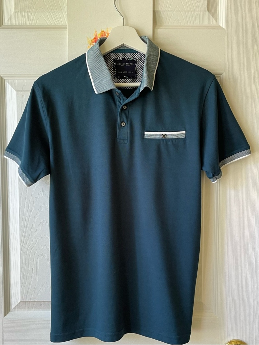 Denim & flower Men's Short-Sleeve Polo Shirt in Dark Teal size small